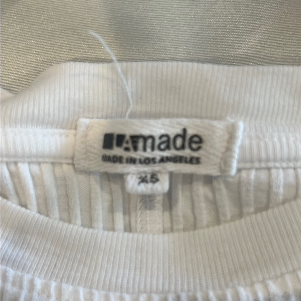 LA Made White Ribbed Ruffle Tank Top Women's XS - Picture 2 of 5